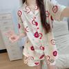 Cartoon Apple Cute Fun Pajamas Women'S Summer Short Sleeves Sweet Casual Two-Piece Loungewear