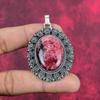 Роскошный кулон из чистого серебра 925 пробы с родонитом, кулон ручной работы с драгоценными камнями для подарка на День благодарения