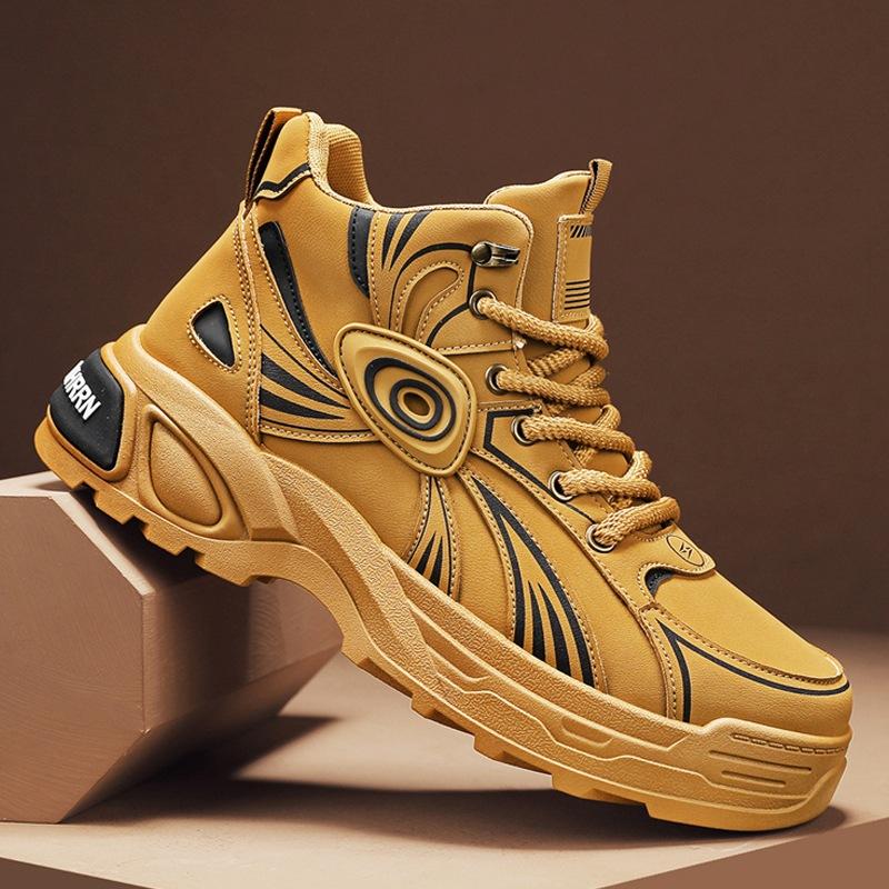 Персонализированные трендовые мужские ботинки высокие ботинки Мартина мужские универсальные рабочие ботинки-локомотивы осень и зима 2024 большие желтые ботинки мужские