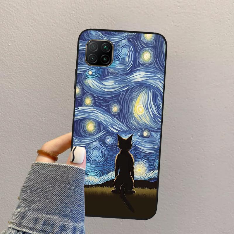 Чехол с кошкой «Звездная ночь» Ван Гога для Huawei P30 P20 P40 Lite P60 Pro P Smart Nova 9 10 SE 5T 3i 7i 8i 11i Y60 Y61 Y90