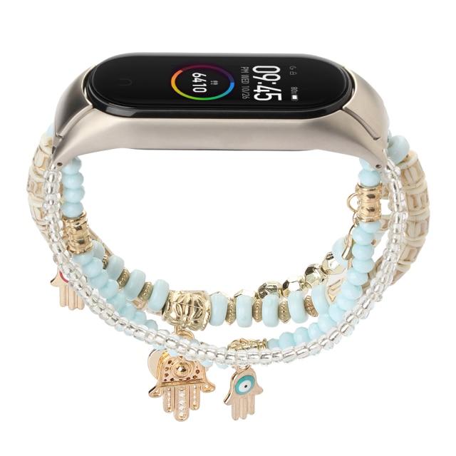 Браслет Mi Band 5, роскошный нарядный ремешок для часов для Xiaomi Mi Band 3, 4, 5, 6, эластичный ремешок для часов, аксессуары для женщин и девочек, ремешок на запястье