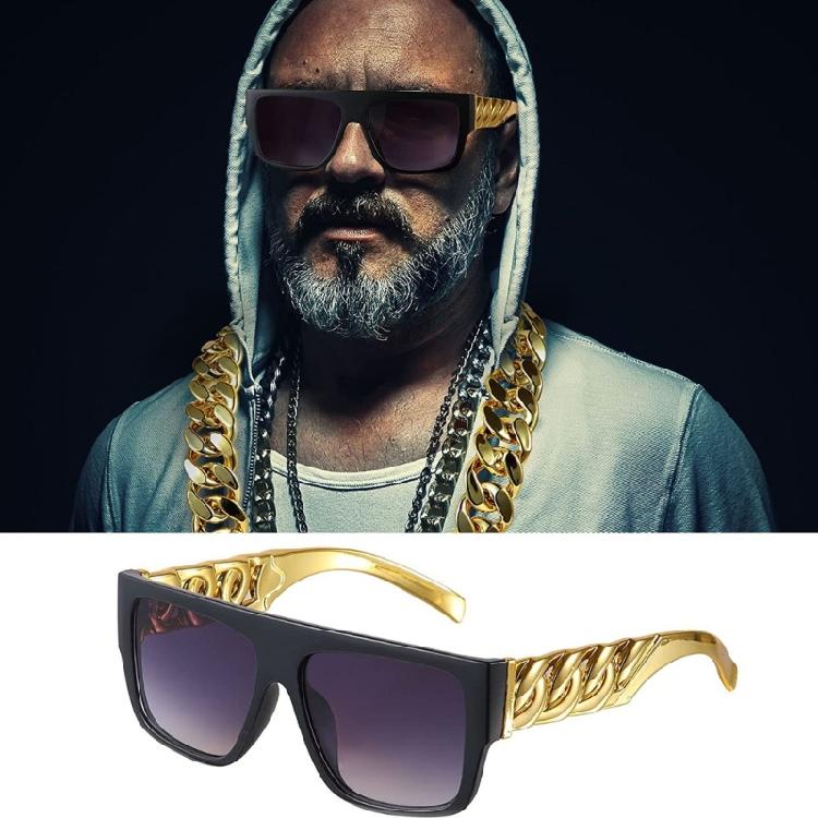 Hip Hop Costume Kit 80s 90s Cosplay Outfit Jewelry Cool Rapper Accessories for Women Men Gold Chain Sunglasses Rings