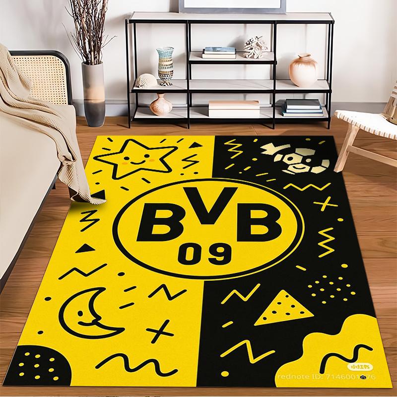 Yellow and Black BVB 09 Theme Rug Non-slip rug suitable for living room and bedroom sofas.