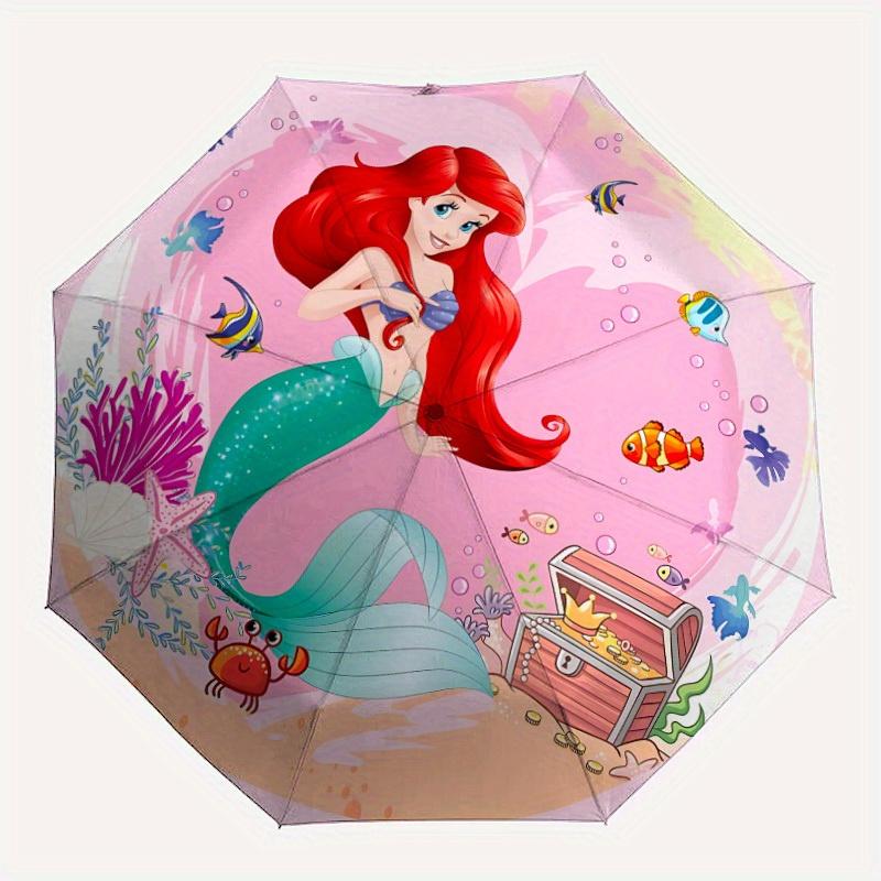 1pc Mermaid Automatic Folding Umbrella: Compact 8-rib Design Cartoon Travel Companion for Outdoor, Casual Accessory