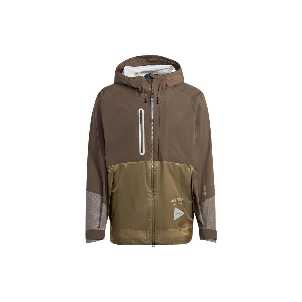 Adidas And Wander Xploric Rain.Rdy Color Block Outdoor Водонепроницаемая куртка с капюшоном Мужская куртка Темно-оливково-зеленая HR7147