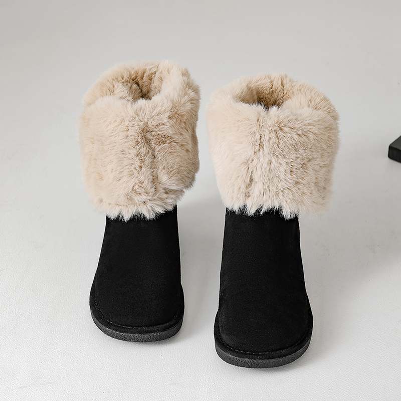 Krazing Pot Зимняя обувь из коровьей замши, нубука, меха, женские зимние ботинки, без застежек, сохраняющие тепло, ботильоны европейского дизайна