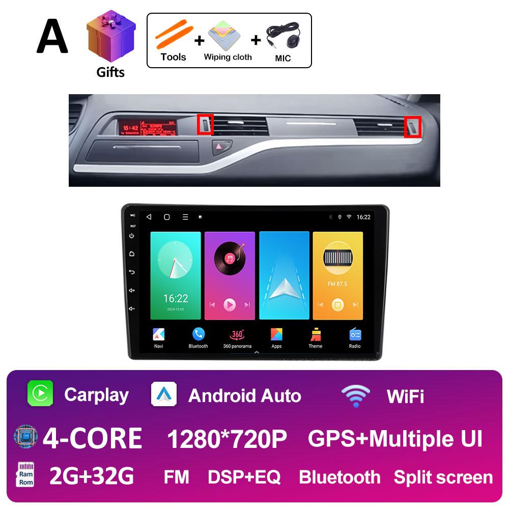 GPS Навигация Android 14 Для Citroen C5 2008 2009 2010 2011 2012 2013 - 2017 Автомобильный Мультимедийный Радио Видеоплеер QLED IPS Экран