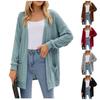Женская мода повседневный однотонный кардиган средней длины свитер пальто