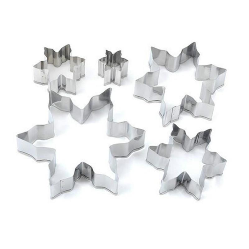 5pcs/set DIY Kitchen Baking Tool Snowflake Cutter Cookies Stainless Steel Fondant Christmas Cake