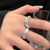 Sea Blue Brushed Zircon Ring Female Niche Design Couple Index Finger Ring Light Luxury High Sense Fashion Personality Ring