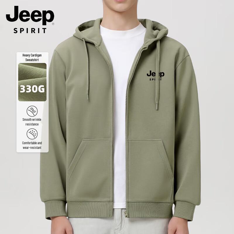 JEEP SPIRIT Men's Heavyweight Hooded Zipper Sweatshirt