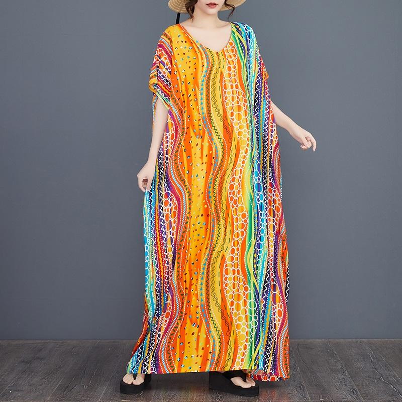 Винтажное новое платье больших размеров с коротким рукавом для женщин, повседневное свободное длинное летнее платье макси