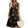 Женские летние платья Свободные сарафаны без рукавов с V-образным вырезом Платье с карманами