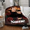 Custom Name Unicorn Pink Flowers blanket for Couch & Bed, Plush Cozy Fuzzy Blanket Super Soft & Warm Blankets for Fall and Winter. 0908151