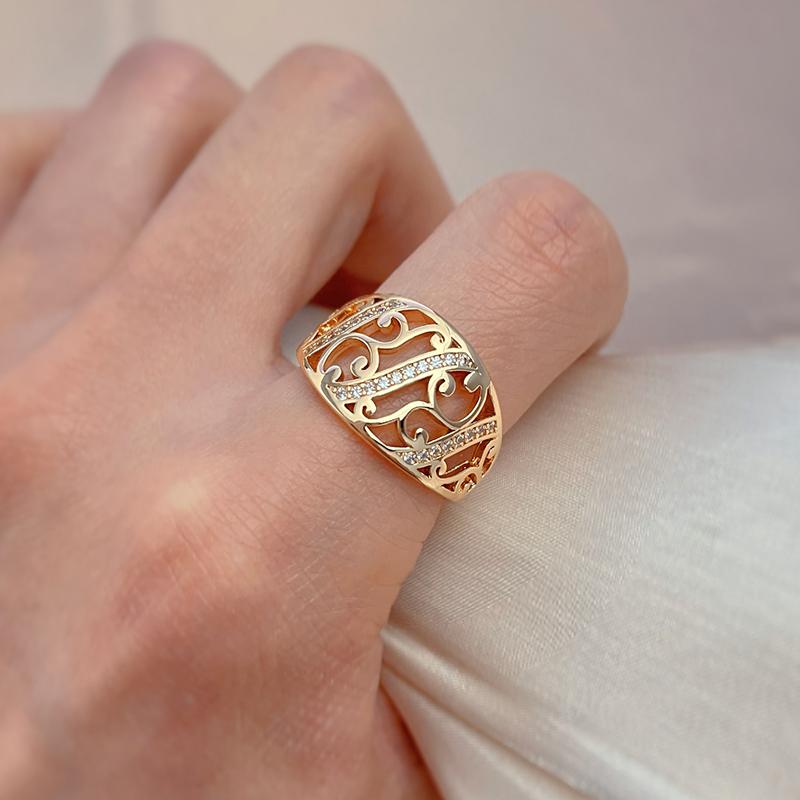 Свадебные обручальные кольца Kinel из розового золота с полым цветком