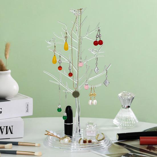 Jewelry Stand Organizer Tree Shape Design Tangle-Free Detachable Stable Base Earring Hanger Necklace Holder