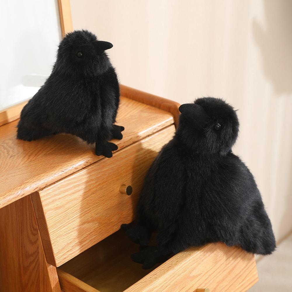 Interesting Crow Plush Toy Soft Plushie Funny Animal Plush Doll Black Crow Doll  Accompany Appease