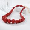 2Pcs Vintage Exaggerated Red Coral Necklace For Women Girls Boho Style Statement Retro Necklaces Fine Jewelry Gifts