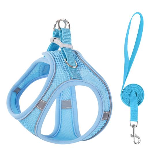 Светоотражающий жилет-шлейка для питомца, дышащая сетчатая шлейка для собаки/кошки с регулируемыми ремнями, жилет для кошки с боковой застежкой, защищенный от побега, для безопасной прогулки