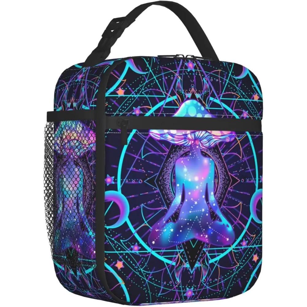 Психоделический узор Грибы Прочная Водонепроницаемая Изолированная Сумка для Ланча Искусство Мандалы Многоразовая Сумка-Холодильник Термо-Сумка Ланч-Бокс