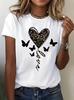 Leopard Love Butterfly Printed Women's T-shirt 90s Casual Y2k Fashion T-shirt Short Sleeve Top Tee Summer Women's Clothing