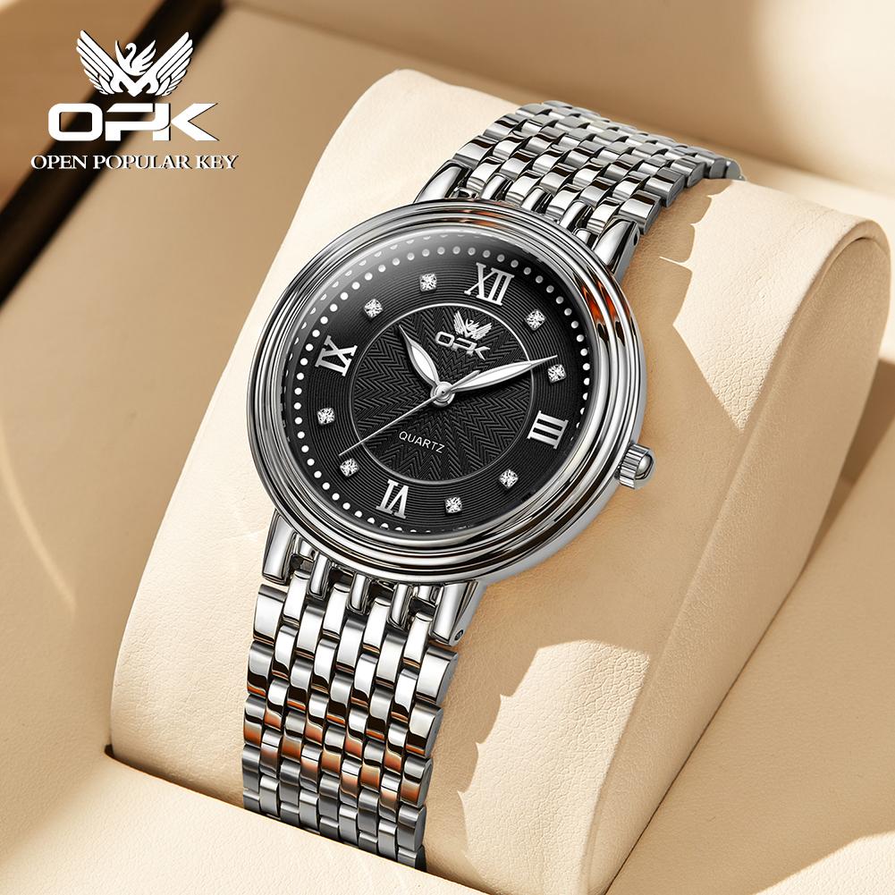 OPK 6005 Luxury Brand Men's Business Quartz Wristwatches Waterproof Luminous Diamond Gold Watch for Man Original