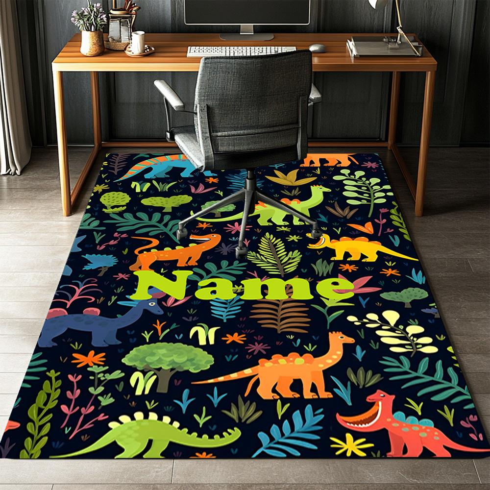 Custom Name Dinosaur Printed Carpet,Rug for Office Chair Living Room Bedroom Kitchen Room Decor Gifts.