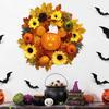 Осенний венок из тыквы, входная дверь, искусственный подсолнух, гирлянда из кленовых листьев, декор из тыквы и ротанга ручной работы для украшения осеннего урожая