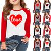 Футболки с длинным рукавом для девочек Love ко Дню святого Валентина, детские осенние топы с круглым вырезом, базовые футболки для детей 5-14 лет