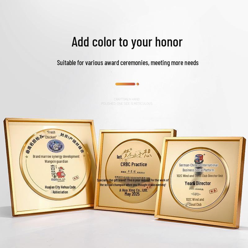 Premium Metal and Wood Round Honor Plaque – Outstanding Employee & Franchisee Award