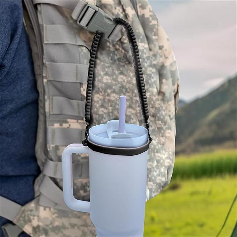 Силиконовый держатель-слинг для бутылки с водой с плечевым ремнем, подходит для большинства бутылок 40 унций, универсальный шнурок для бутылки, регулируемый ремень