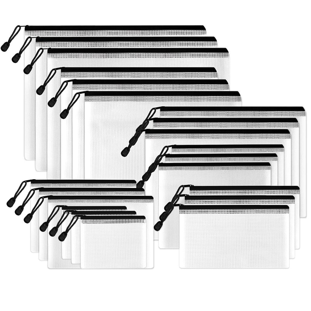 36/24/12pcs A4 Clear Mesh Zipper Pouch Bags, For Organization, Board Game, Puzzles, Office Supplies, Schools And Travel