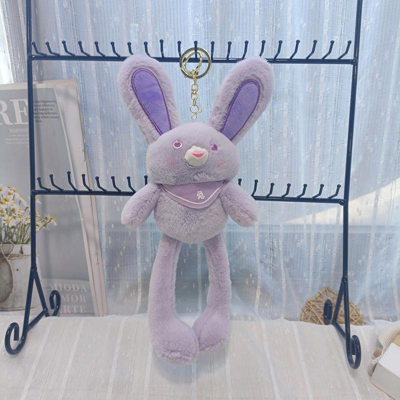 Pulling Ears Rabbit Plush Toy Bag Pendant Bunny Doll Children Keychain Gifts