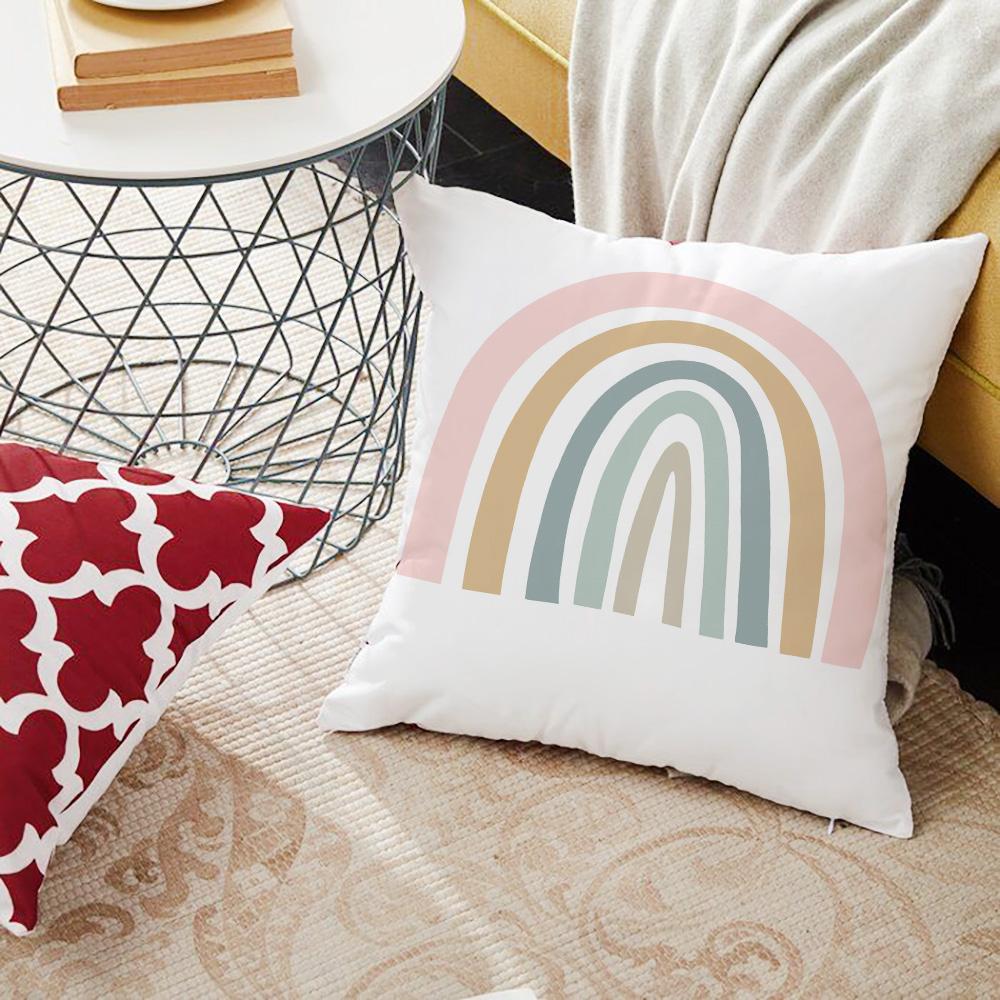 Rainbow Cute Print Pattern Throw Pillowcase Home Sofa Bed Decorative Pillowcase Car Office Decorative Pillowcase