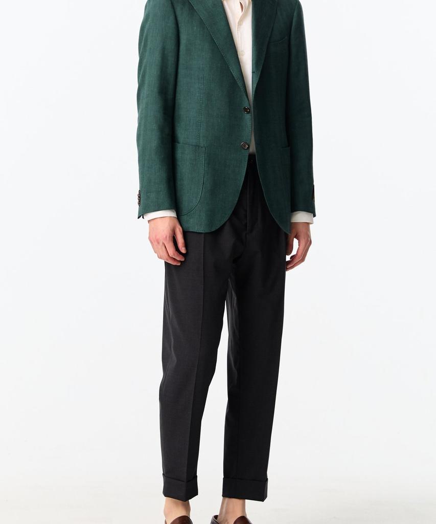 Man On The Boon [Drago] Herringbone Linen Wool Jacket_Green 4714102008