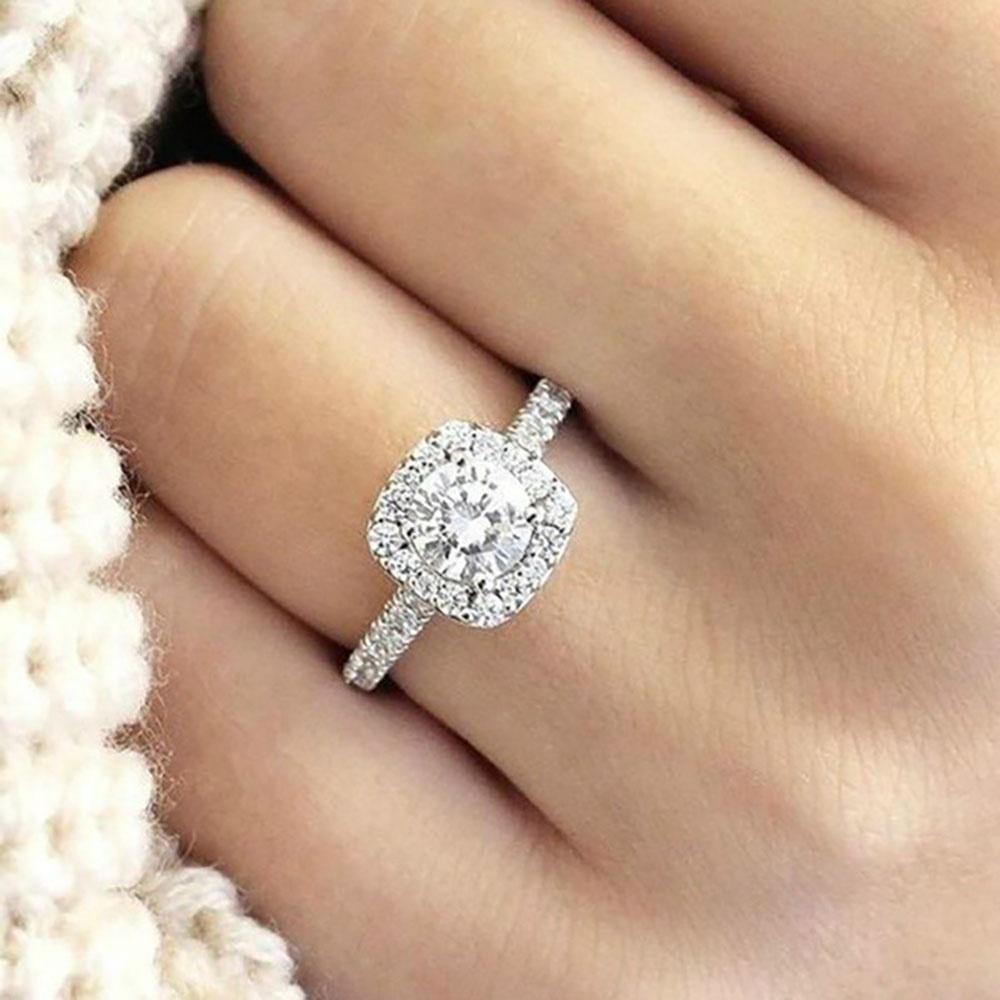 Women Classic Luxury Zircon Ring Charms Wedding Rings Engagement Rings Jewelry Gift Size 6-10 AVE