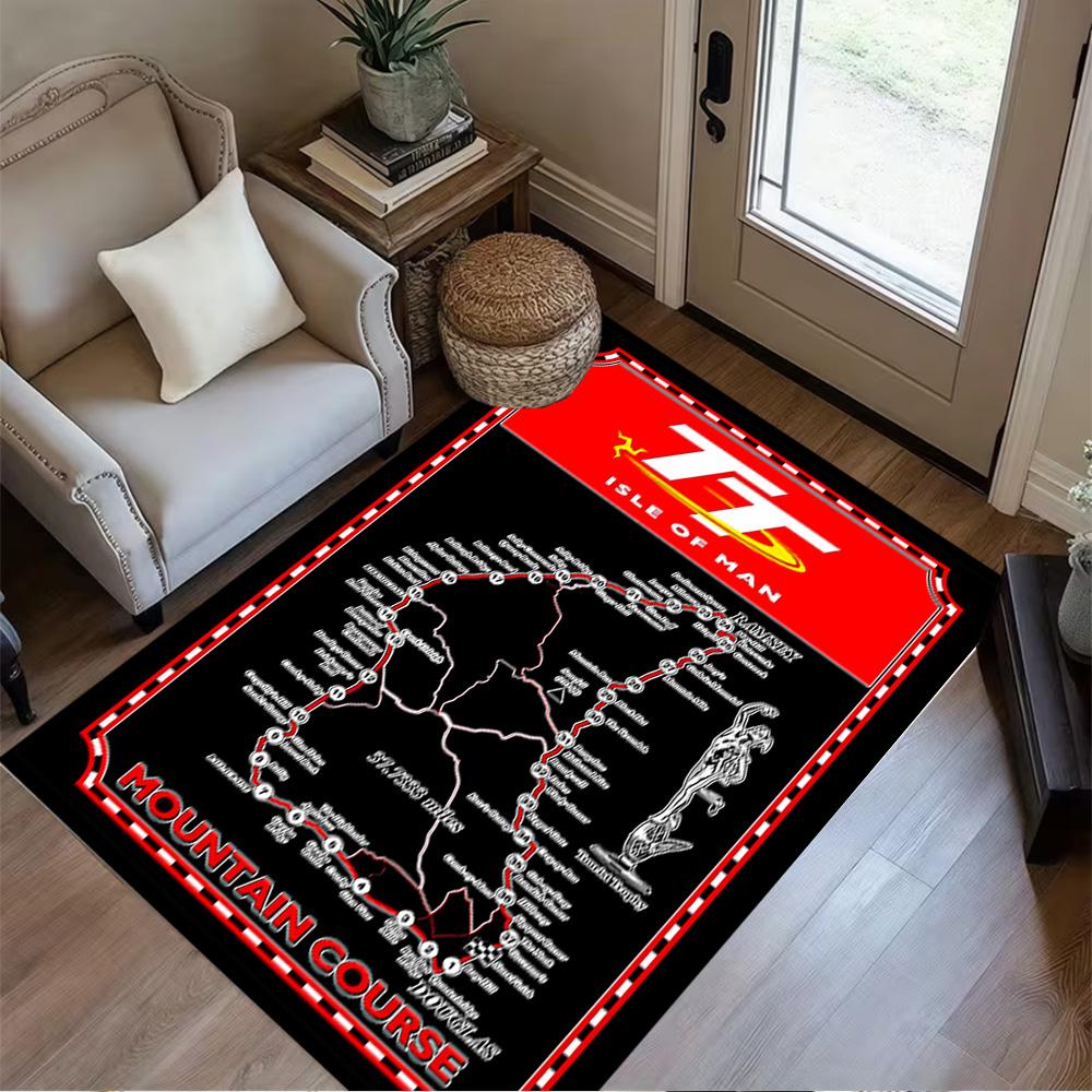 Isle Man Tt Course Map Floor Mat Suitable for Hallway Dining Room Bedrooms Balcony Anti-slip Rug Decorate Offices Perfect Birthday/Christmas Gift Idea