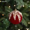 Shimmering Gold Sequin Christmas Ornament With Wine Red Velvet Bow Hanging Ball For Holiday Tree Decoration