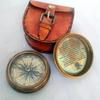 Антикварный латунный 2-дюймовый компас с кожаным чехлом, подарочный инструмент для указания направления Шерлока Холмса