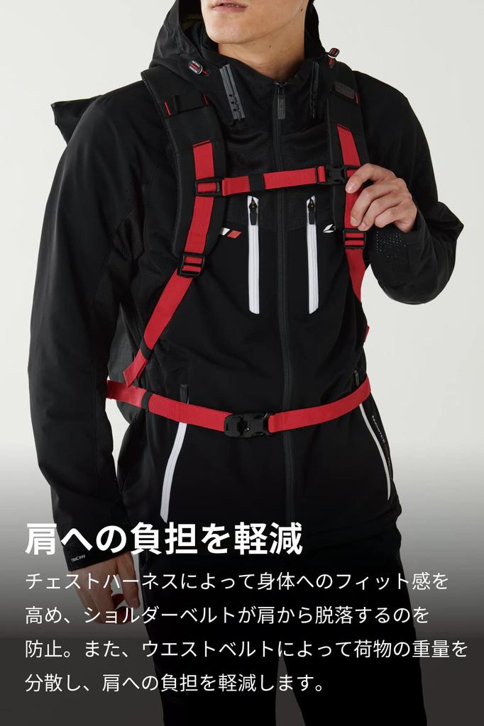 RS TAICHI Waterproof Motorcycle Backpack for Touring and Cycling, RSB278, Unisex, Black/Red