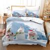 Christmas Duvet Cover Set King Queen Full Size Winter Theme Snowman Pattern Polyester Comforter Cover For Child Festival Gift