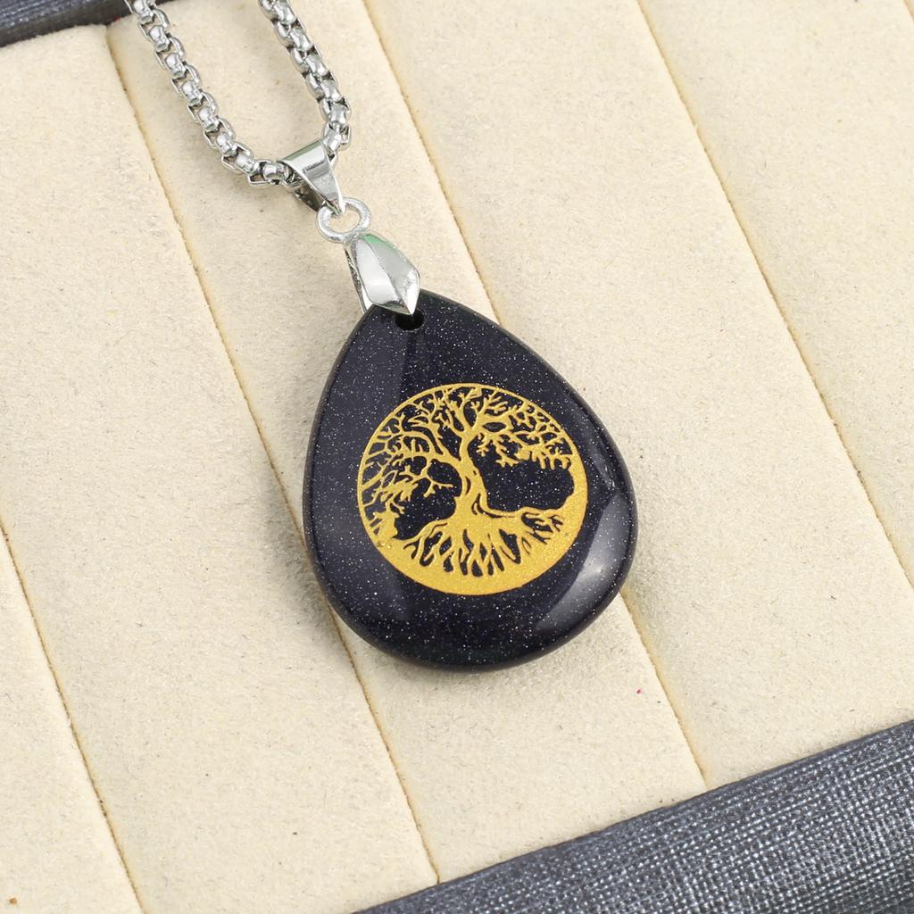 Ожерелье из натурального камня малахит/бирюза подвеска в форме капли с принтом для женщин цепочка для подарка на день рождения 60 см