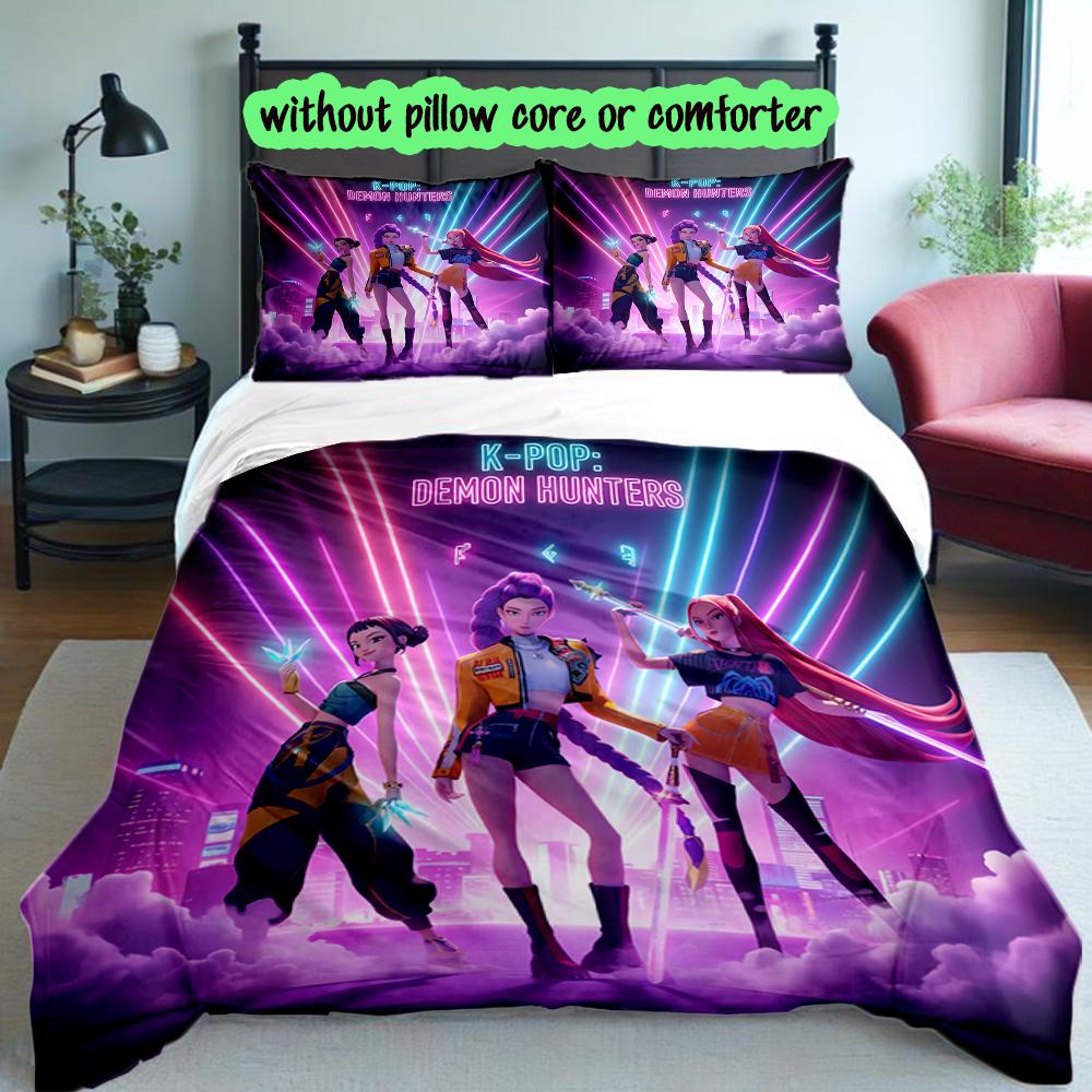 [3pcs Romantic Bedding Set] Kpop Print Duvet Cover, Soft Breathable Bedding Set For Bedroom Guest Room School Dorm Decor