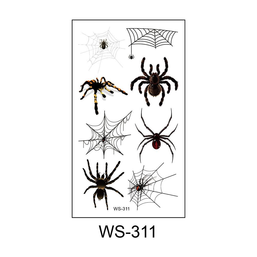 New waterproof and sweatproof scary insect funny 3D spider tattoo stickers spider web Halloween tattoo stickers