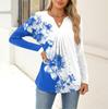 Women's Fashion Casual Long Sleeve Shirt Floral Printed V Neck Up Tops