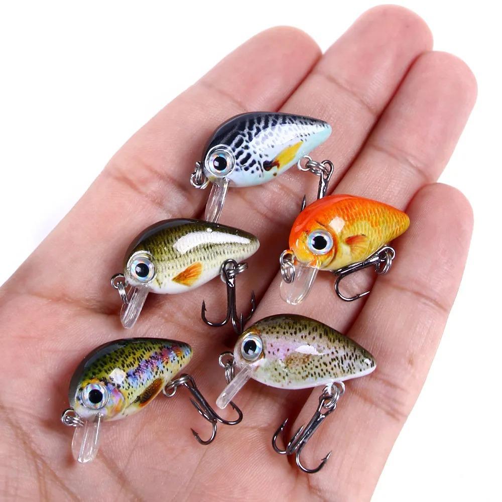 5 шт./комплект Воблер Crankbait Minnow для рыбалки - Реалистичный колеблющийся жесткий воблер, поверхностный Swimbait, для морского окуня, форели, пресноводной рыбалки