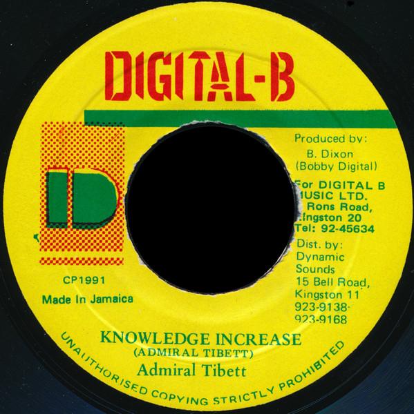 7-дюймовая пластинка ADMIRAL TIBET - Увеличение знаний НИКАКОЙ Цифровой-B 1991 Ямайка Регги, Ска и Даб Б/У