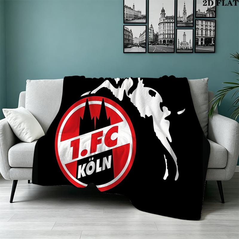 Custom Name, FC Koln Printed Flannel Blanket, soft throw for bedroom sofa, washable, Christmas present, great gift.