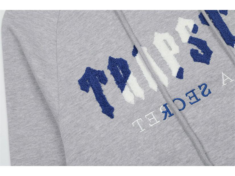 Trapstar Unisex Blue & White Embroidered Towel Hoodie - Casual Couple Style