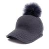 [byDream] Шапка с помпоном, Помпон, Шапка, Кепка, Подвеска из страусиного пера, Для улицы, Гольф, Милый, Повседневный, Для взрослых женщин, Осень-Зима, Защита от холода (Темно-серый)
